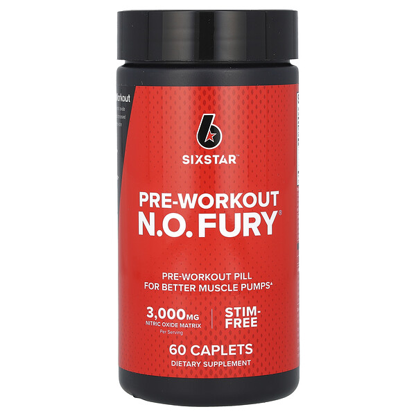 Pre-Workout N.O. FURY, 60 Caplets SIXSTAR