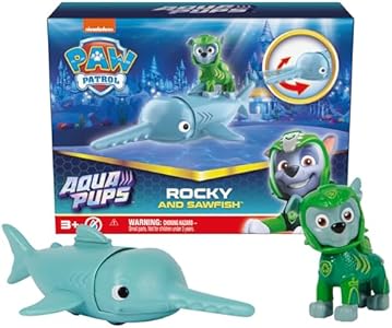 Paw Patrol, Aqua Pups Rocky and Sawfish Action Figures Set, Kids Toys for Ages 3 and up Paw Patrol