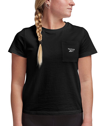Женская хлопковая футболка с карманом и небольшим логотипом Active Reebok