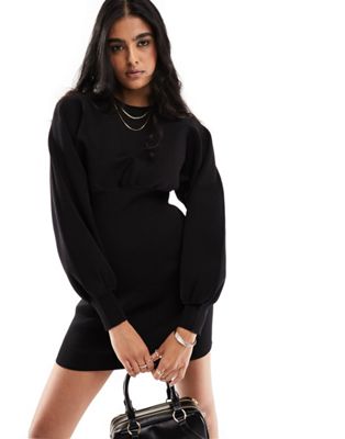 Y.A.S structured ribbed knit sweater dress in black Y.A.S