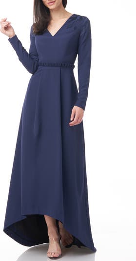 Akala V-Neck Long Sleeve High-Low Gown JS Collections