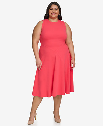 Plus Size Sleeveless Jewel-Neck Dress Calvin Klein