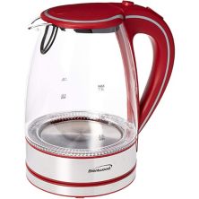 Brentwood KT-1900R 1100W 1.7 Liter Cordless Electric Glass Tea Kettle Pot, Red Brentwood