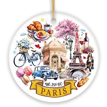 Artistic Paris Culture and Landmarks Ornament, Classical France Christmas Souvenir Gift OrnamentallyYou