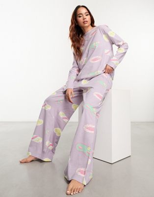 Сиреневый пижамный комплект из топа и брюк с длинными рукавами ASOS DESIGN Daydream ASOS DESIGN