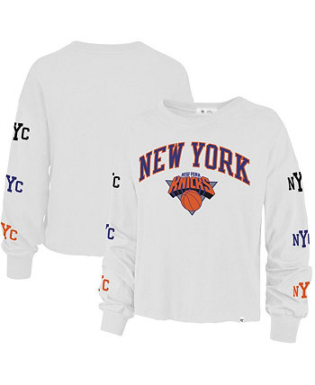 Женская белая футболка с длинным рукавом New York Knicks 2021/22 City Edition Call Up Parkway '47 Brand