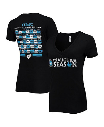 Женская черная футболка с v-образным вырезом Charlotte FC Inaugural Season 500 Level