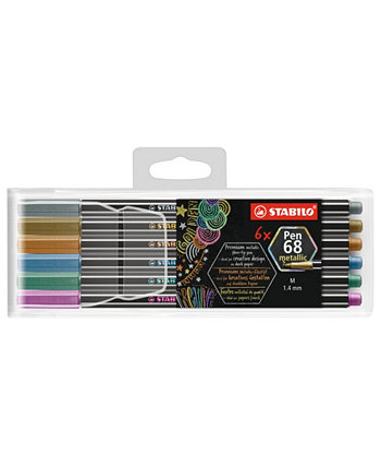 Ручка 68 Metallic, набор из 6 цветов Stabilo