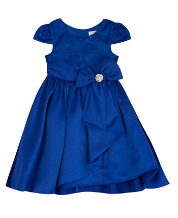 Платье для малышей из парчи с пышными рукавами и бантом из люрекса Rare Editions