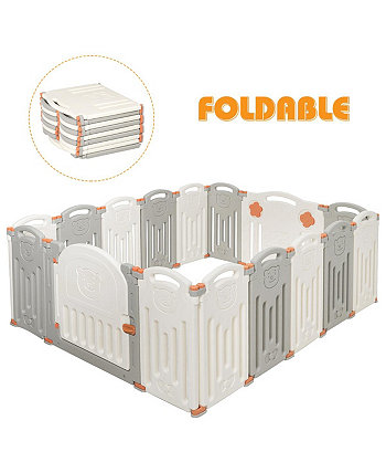 Foldable Baby Playpen 16 Panel Activity Center Safety Play Yard Costway