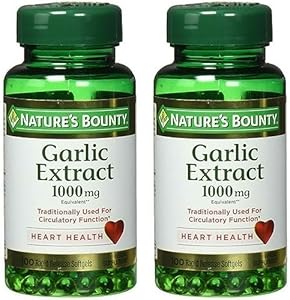 Nature's Bounty Garlic Extract 1000 mg Softgels (Мягкие капсулы) for Cardiovascular Support,100 ea (Pack of 2) Nature's Bounty