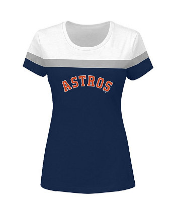Женская бело-темно-синяя футболка с цветными блоками Houston Astros больших размеров Profile
