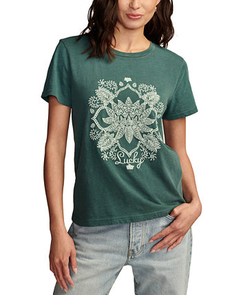 Women's Cotton Embroidered Lucky Lotus Tee Lucky Brand