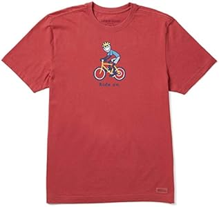 Life is Good. Mens Crusher Tee Bike Jake, Faded Red Life is Good