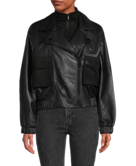 Байкерская куртка с нагрудником из искусственной кожи Karl Lagerfeld Paris