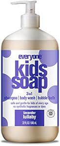 Everyone 3-in-1 Kids Soap, Body Wash, Bubble Bath, Shampoo, 32 Ounce (Pack of 1), Lavender Lullaby, Coconut Cleanser with Plant Extracts and Pure Essential Oils Everyone for every body