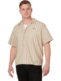 Тканая рубашка свободного кроя с короткими рукавами и монограммой Lacoste
