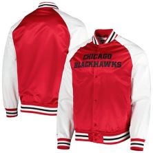 Men's Mitchell & Ness Red/White Chicago Blackhawks Primetime Raglan Satin Full-Snap Jacket Unbranded