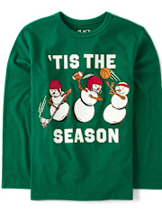 Boys Christmas Snowman Sports Graphic Tee The Children`s Place