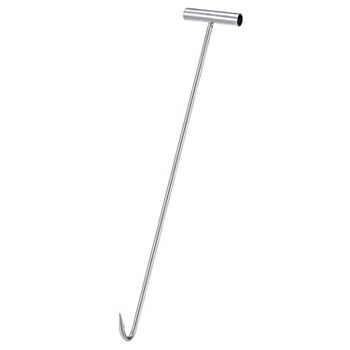 23" T-Handle Meat Boning Hook, Galvanized T Hooks for Restaurant 1Pcs Silver Tone Unique Bargains