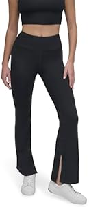 DKNY Women's High Waist Flare Slit Compression Basic Pant DKNY