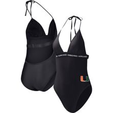 Women's G-III 4Her by Carl Banks Black Miami Hurricanes Full Count One-Piece Swimsuit In The Style