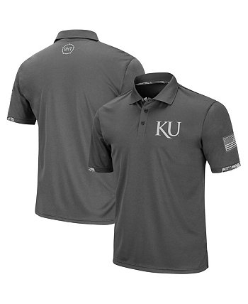 Мужская футболка-поло в военном стиле Kansas Jayhawks Rival OHT темно-серого цвета Colosseum