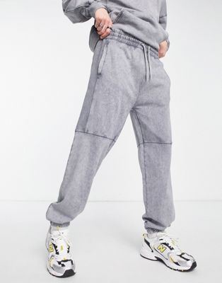Mennace relaxed sweatpants in light gray with waffle paneling - part of a set Mennace