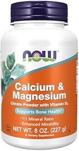 NOW Foods Supplements, Calcium & Magnesium Citrate Powder with Vitamin D3, Supports Bone Health*, 8-Ounce NOW Foods