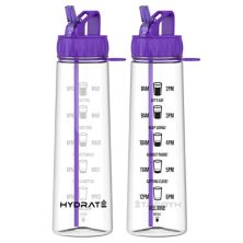 Мотивационная бутылка для воды с соломой и отметкой времени, без BPA, устойчивая к падению спортивная бутылка Hydrate