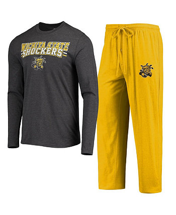 Мужской жёлтый, тёмно-серый комплект для сна Wichita State Shockers Meter с длинными рукавами и брюками Concepts Sport