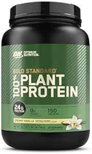 Optimum Nutrition Gold Standard 100% Plant Based Protein Powder (Порошок), Gluten Free, Vegan Protein for Muscle Support and Recovery with Amino Acids - Creamy Vanilla, 20 Servings (Порции) (Packaging May Vary) Optimum Nutrition