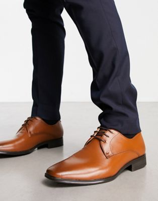 Office micro lace up shoes in tan leather  Office