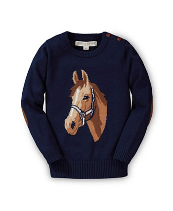 Свитер-пуловер интарсия с изображением лошади для девочек, младенец Hope & Henry