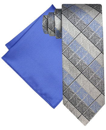 Мужской комплект с галстуком в сетку и однотонным нагрудным платком Steve Harvey