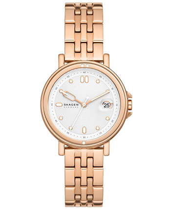 Женские часы Signatur Sport Lille с тремя стрелками и датой, цвет розового золота, нержавеющая сталь, 34 мм Skagen