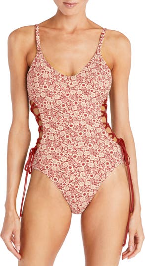Aubrey Lace-Up One-Piece Swimsuit Robin Piccone