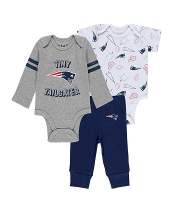 Комплект из трех частей боди и брюк New England Patriots для новорожденных и младенцев, мальчиков и девочек, серого, темно-синего и белого цвета WEAR by Erin Andrews