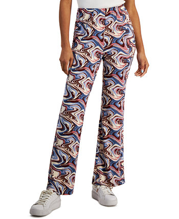 Juniors' Printed Fit & Flare Pants Crave Fame