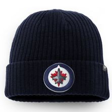 Men's Fanatics Branded Navy Winnipeg Jets Core Primary Logo Cuffed Knit Hat Fanatics