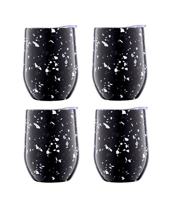 Черные бокалы для вина Terzo из нержавеющей стали на 12 унций, набор из 4 шт. Cambridge