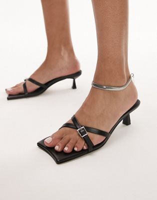 Черные кожаные туфли премиум-класса на каблуке с пряжкой Topshop Crystal TOPSHOP