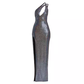 Переливающееся платье-колонна с разрезом на одно плечо The Sei