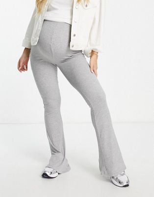 Missguided Maternity ribbed pants in gray Missguided Maternity