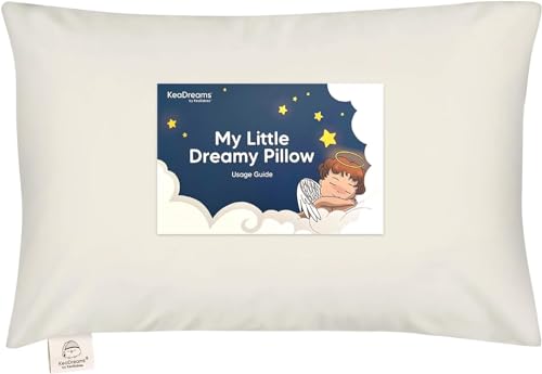 Toddler Pillow with Pillowcase - 13x18 My Little Dreamy Pillow, Organic Cotton Toddler Pillows for Sleeping, Kids Pillow, Travel Pillows, Mini Pillow, Nursery Pillow, Toddler Bed Pillow (Dino123) KeaBabies