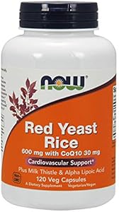 NOW Foods Supplements, Red Yeast Rice with CoQ10, plus Milk Thistle & Alpha Lipoic Acid, 60 Veg Capsules (Вегетарианские капсулы) NOW Foods