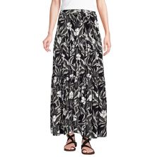 Women's Lands' End Printed Flowy Tiered Maxi Skirt Lands' End
