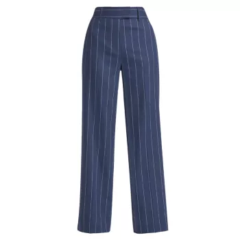 Pinstripe Cotton-Linen Pants If Only Studio