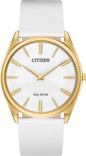 Женские часы Stiletto Eco-Drive с золотым белым циферблатом из нержавеющей стали, 39 мм Citizen