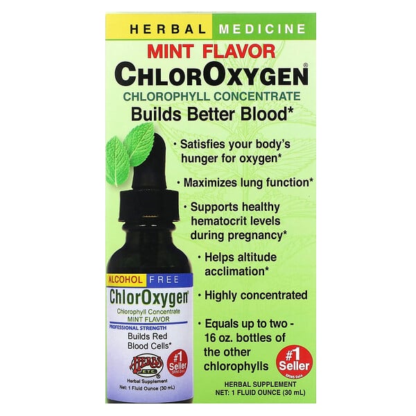 ChlorOxygen, Концентрат Хлорофилла, Без Алкоголя, Мята - 30 мл - Herbs Etc. Herbs Etc.